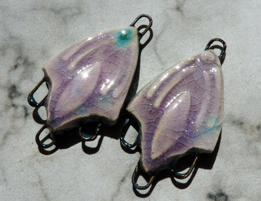 Ceramic Decorative Three Hoop Earring Connectors -Amethyst