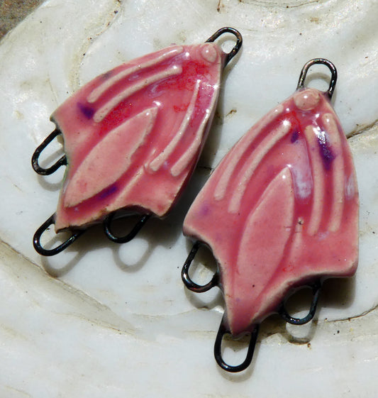 Ceramic Decorative Three Hoop Earring Connectors - Berry Tart