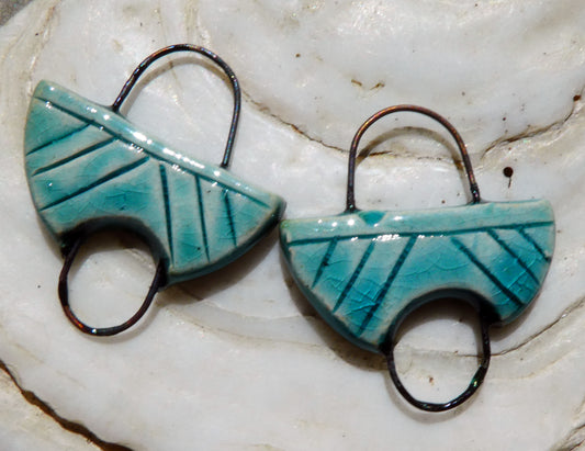 Ceramic Semi Circle Earring Connectors -Topaz