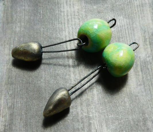 Ceramic Bobbly Dangles - Lime