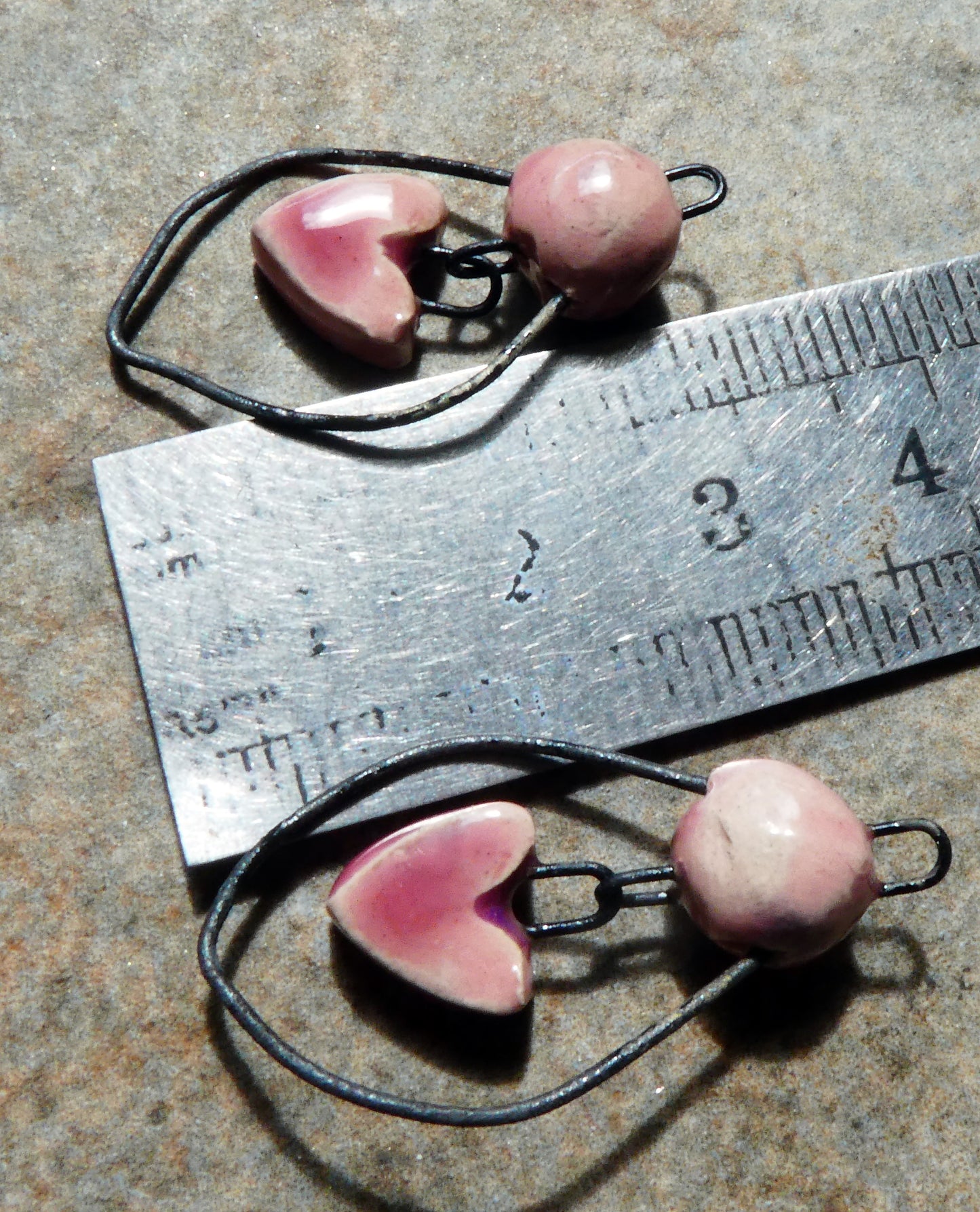 Ceramic Bobble and Heart Dangles -Berry Tart