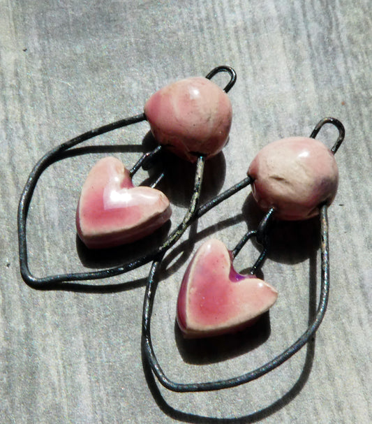 Ceramic Bobble and Heart Dangles -Berry Tart