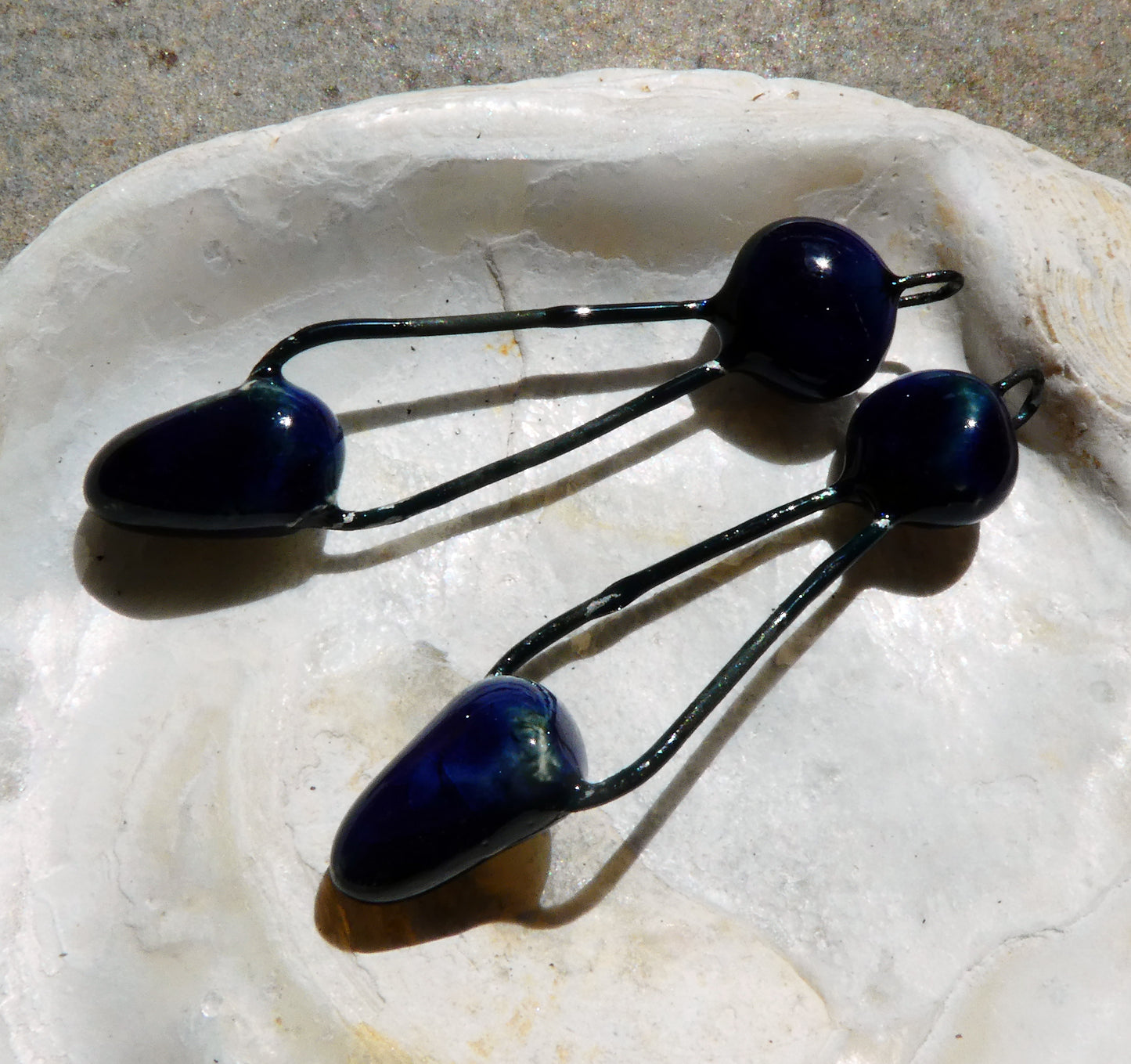 Ceramic Pointy Dangles - Mirror Blue