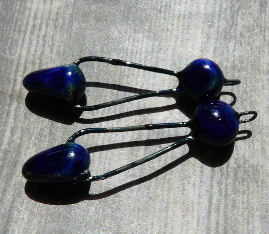 Ceramic Pointy Dangles - Mirror Blue
