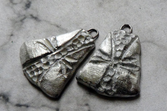 Ceramic Silver Wedge Charms #5