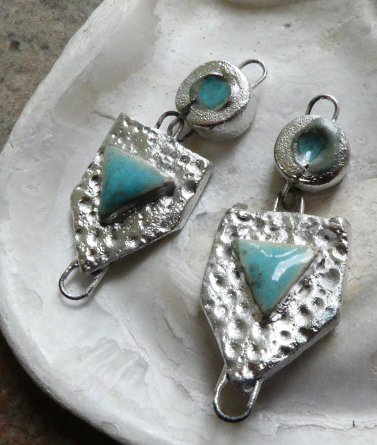 Ceramic Silver Moulded Connectors - Larimar