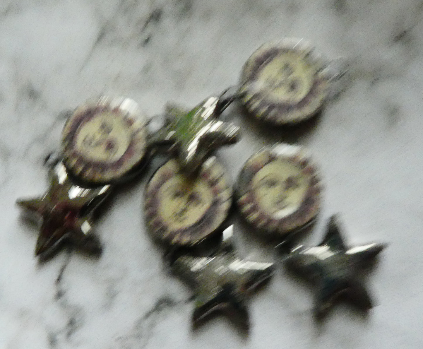 Ceramic Vintage Sun Decal and Star Earring Dangles #5