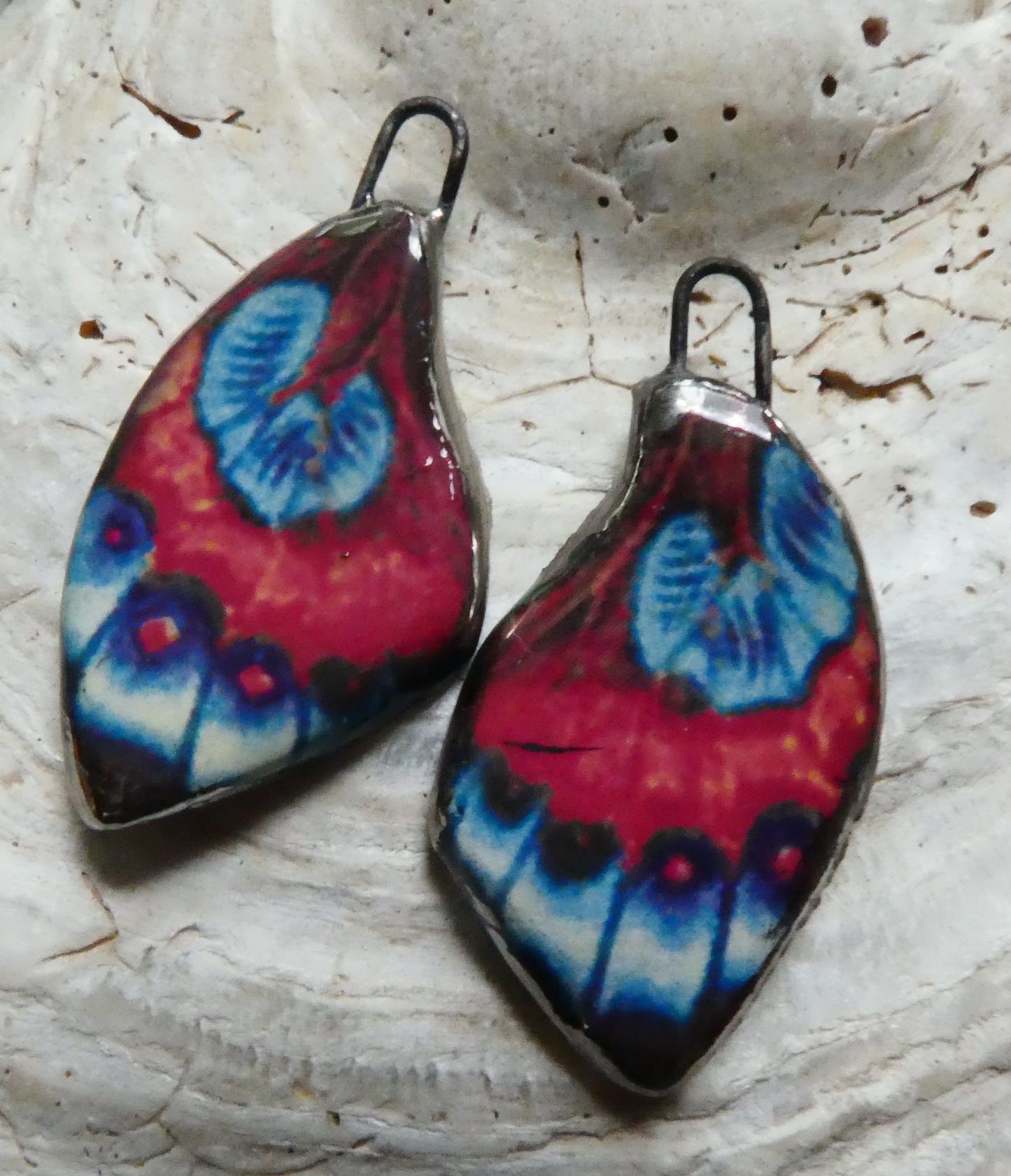 Ceramic Decal Butterfly Wing Earring Charms #6