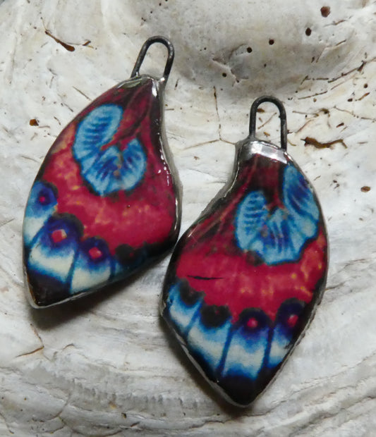 Ceramic Decal Butterfly Wing Earring Charms #6