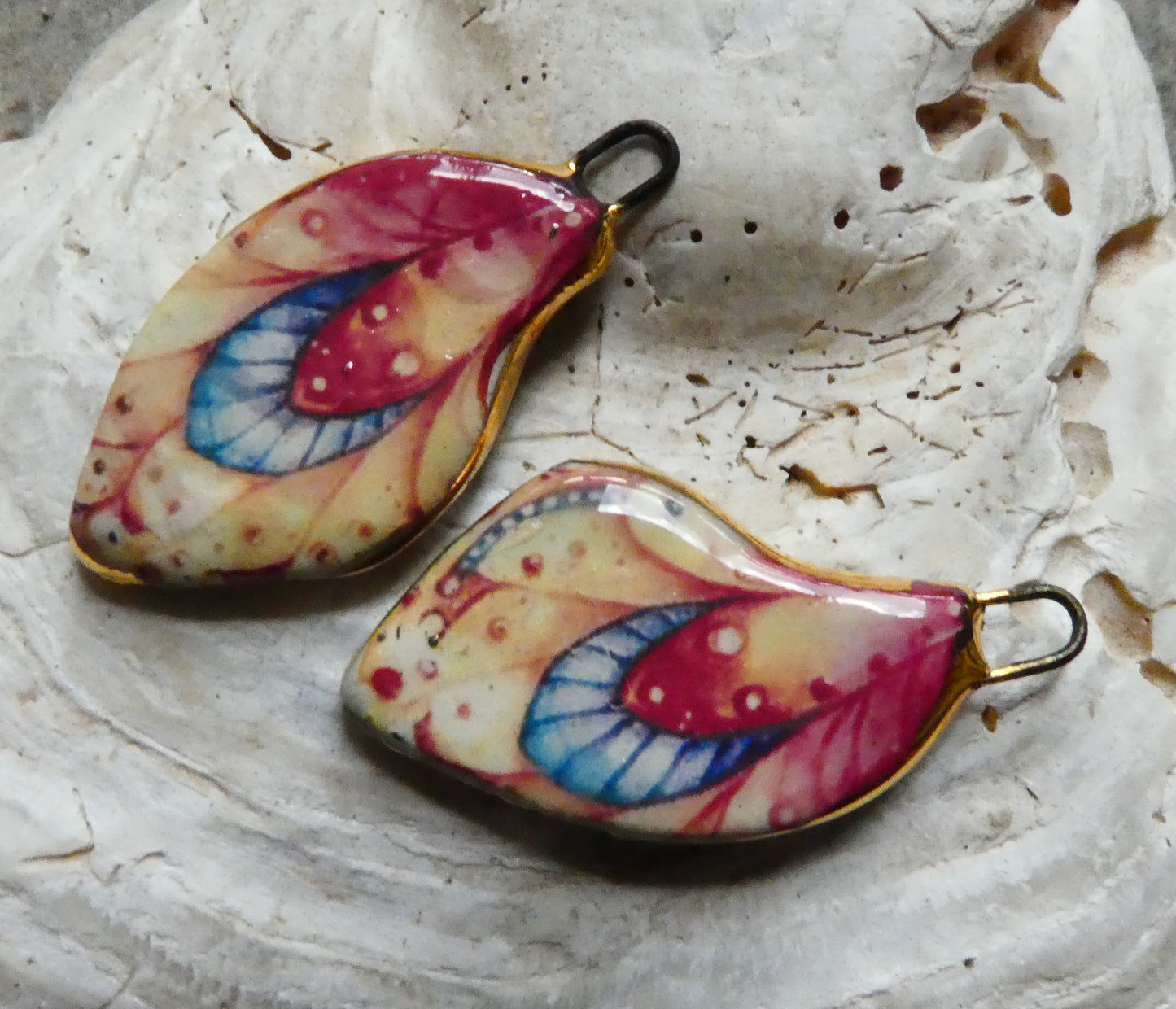 Ceramic Decal Butterfly Wing Earring Charms #8