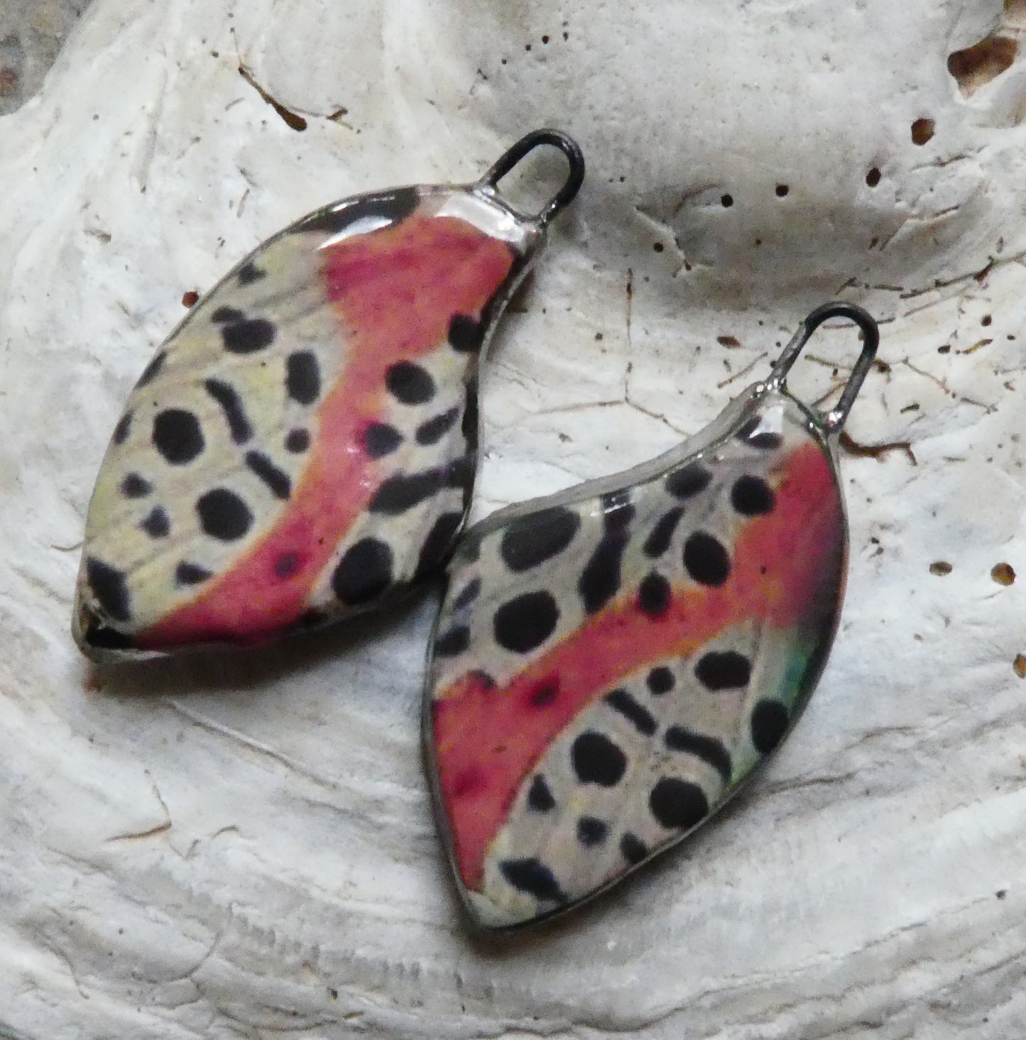 Ceramic Decal Butterfly Wing Earring Charms #9