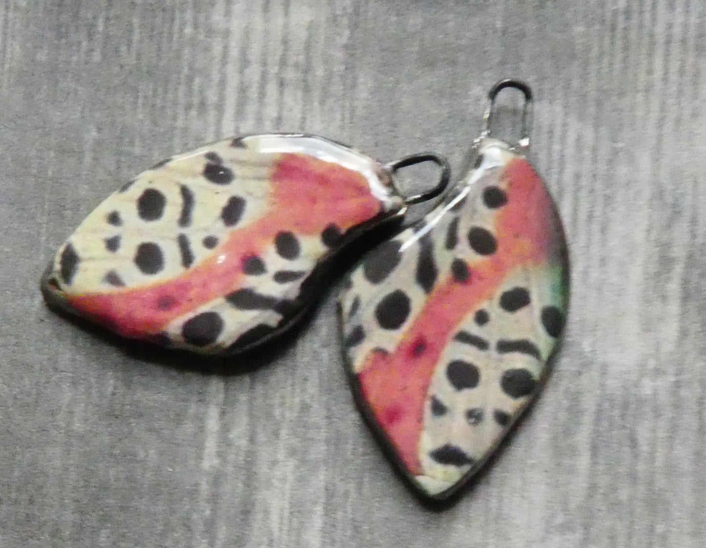 Ceramic Decal Butterfly Wing Earring Charms #9