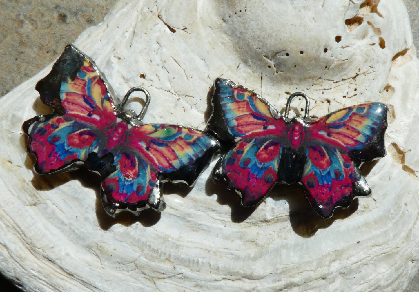 Ceramic Decal Butterfly Earring Charms - #7
