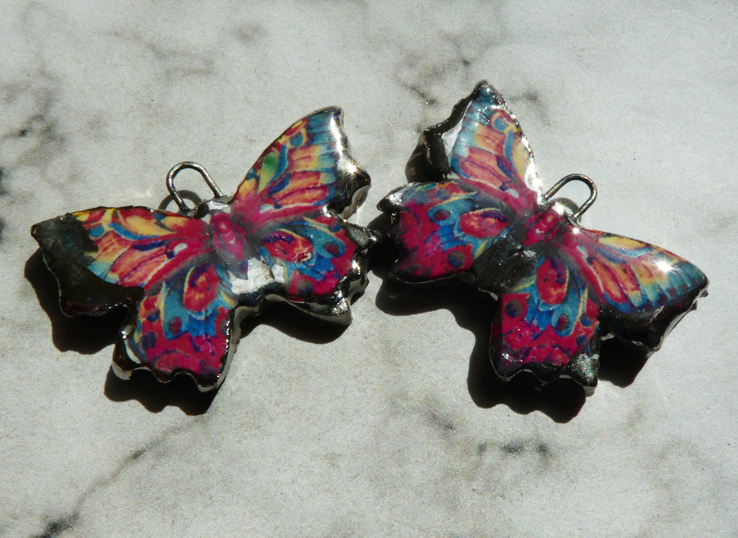 Ceramic Decal Butterfly Earring Charms - #7