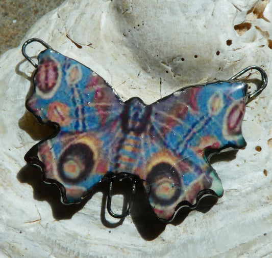 Ceramic Decal Butterfly Necklace Connector - #11