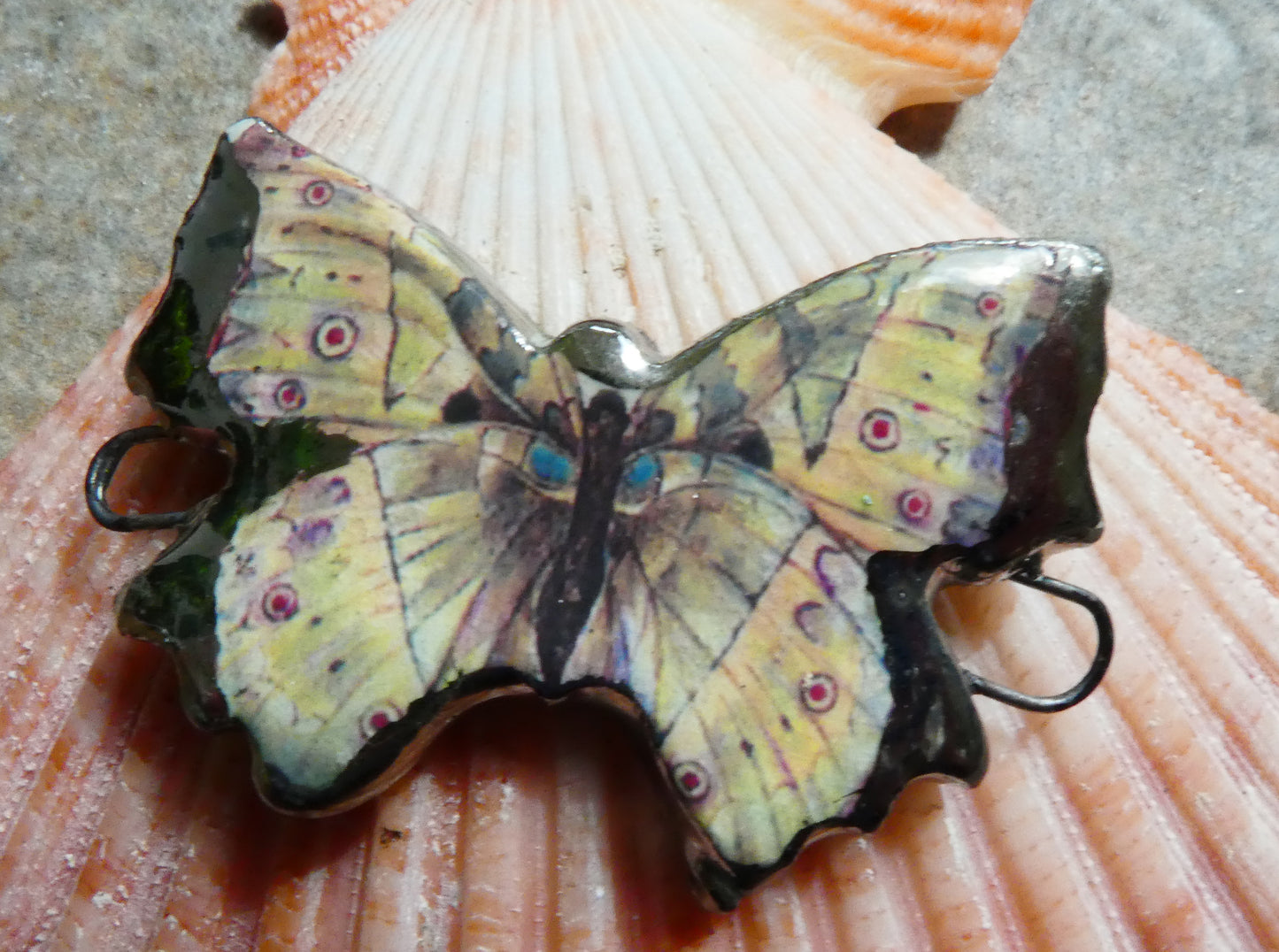 Ceramic Decal Butterfly Bracelet Bar - #15