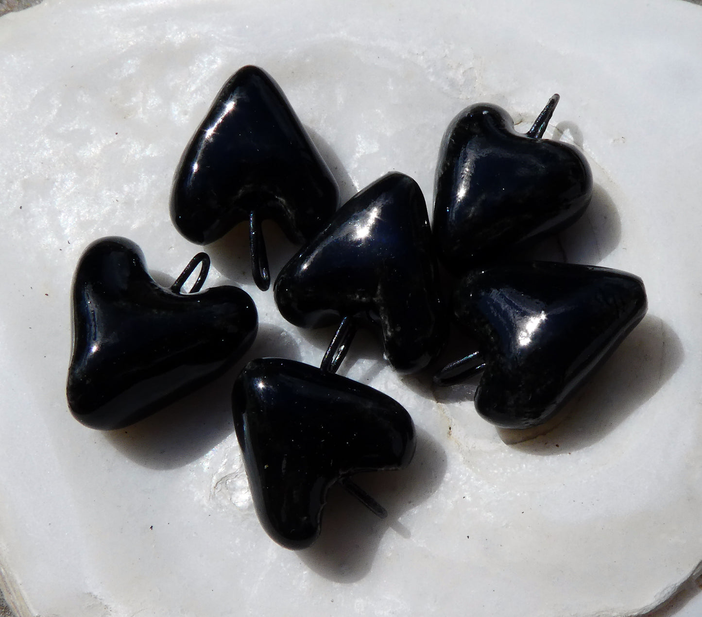 Ceramic Little Black Hearts Earring Charms