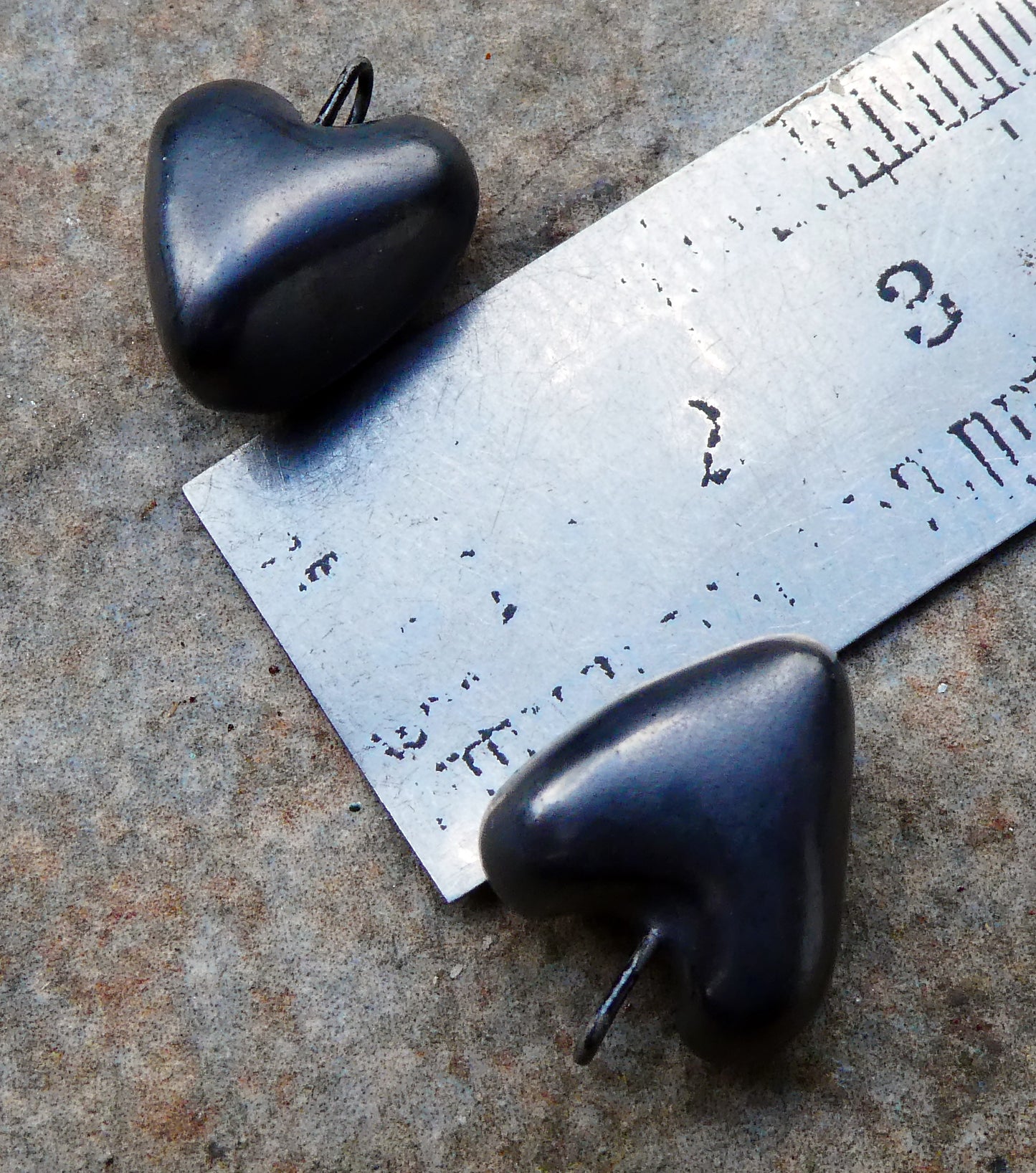 Ceramic Little Pewter Hearts Earring Charms