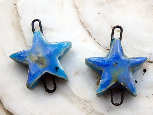 Ceramic Stars Earring Connectors -Tranquil Earth