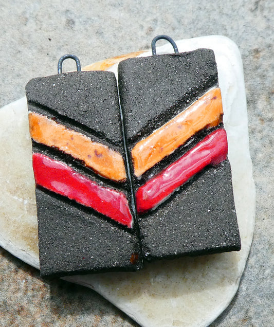 Ceramic Striped Tablet Charms #2