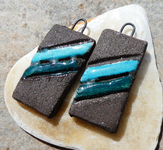 Ceramic Striped Tablet Charms #6