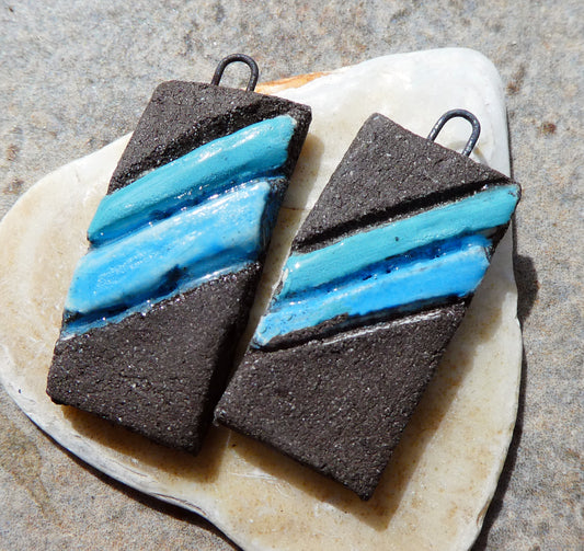 Ceramic Striped Tablet Charms #7