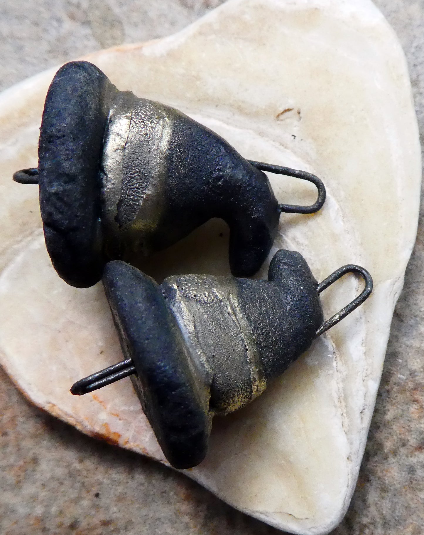 Ceramic Little Witch Hat Earring Connectors - Matte Black