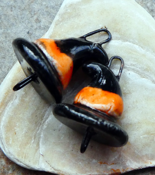 Ceramic Little Witch Hat Earring Connectors - Wildfire