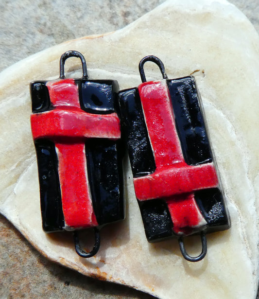 Ceramic Cross Tablet Earring Connectors #1