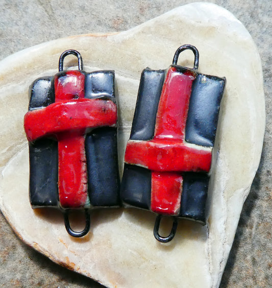 Ceramic Cross Tablet Earring Connectors #4