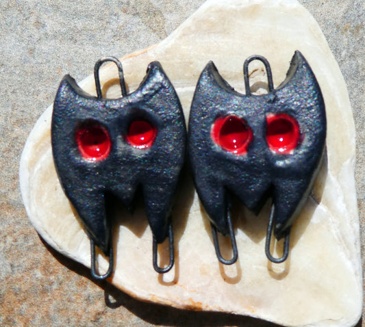 Ceramic Bat Earring Connectors - Matte Black