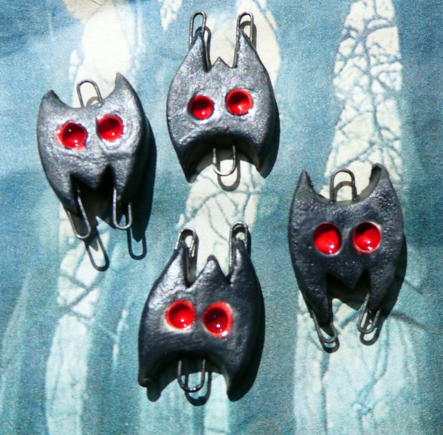 Ceramic Bat Earring Connectors - Matte Black