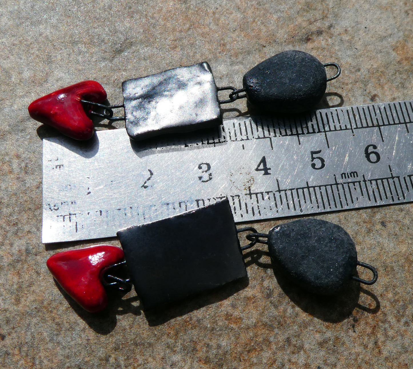 Ceramic Skull, Cross and Heart Earring Dangles