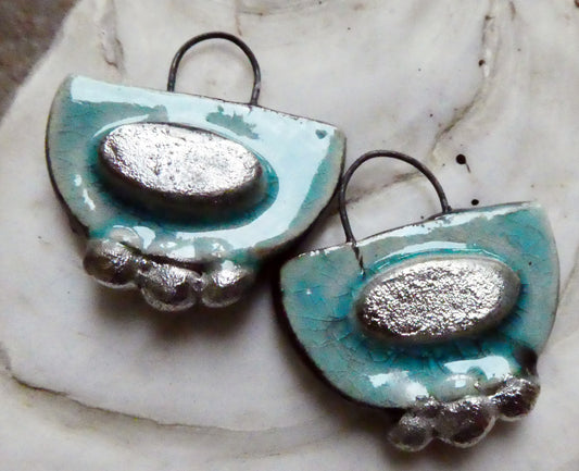 Ceramic Moulded Semi Circle Earring Charms - Topaz