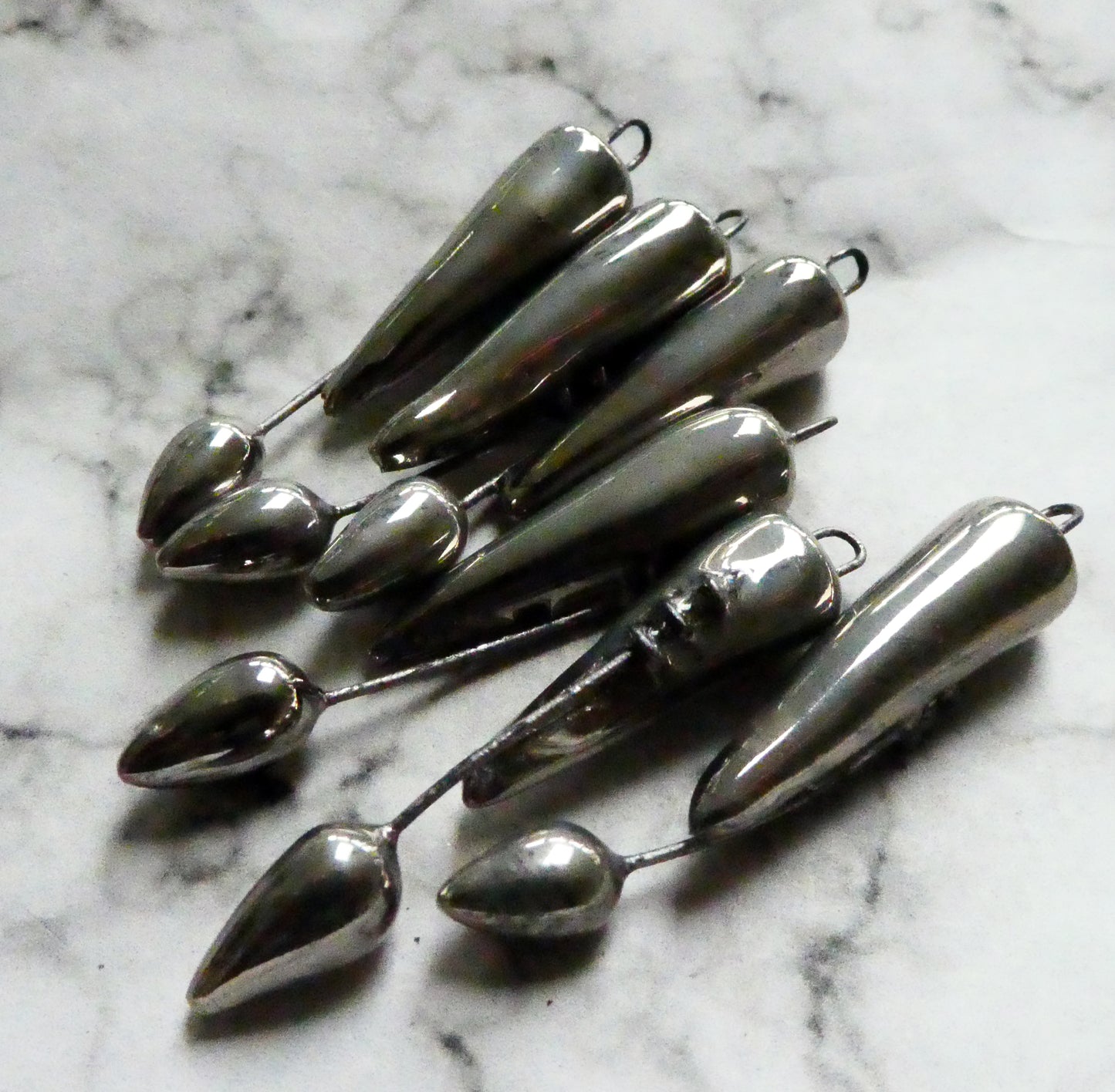 Ceramic Stitched Spike Earring Charms -Platinum