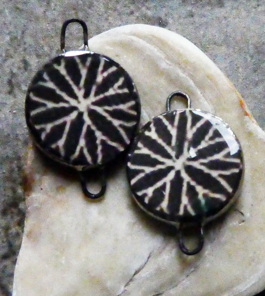 Ceramic Vodou Vèvè Symbol Decal Disc Earring Connectors #1