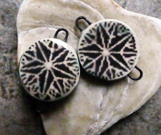 Ceramic Vodou Vèvè Symbol Decal Disc Earring Connectors #2