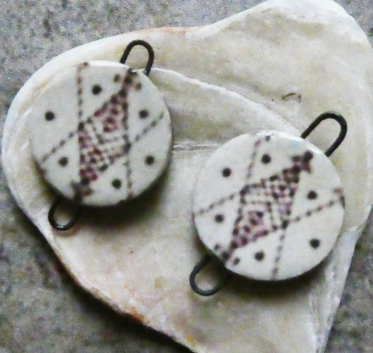 Ceramic Vodou Vèvè Symbol Decal Disc Earring Connectors #4