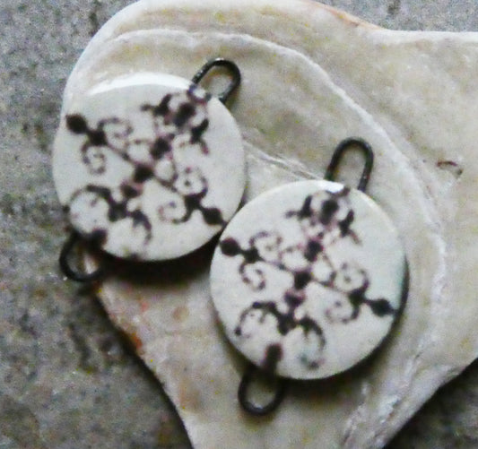 Ceramic Vodou Vèvè Symbol Decal Disc Earring Connectors #5