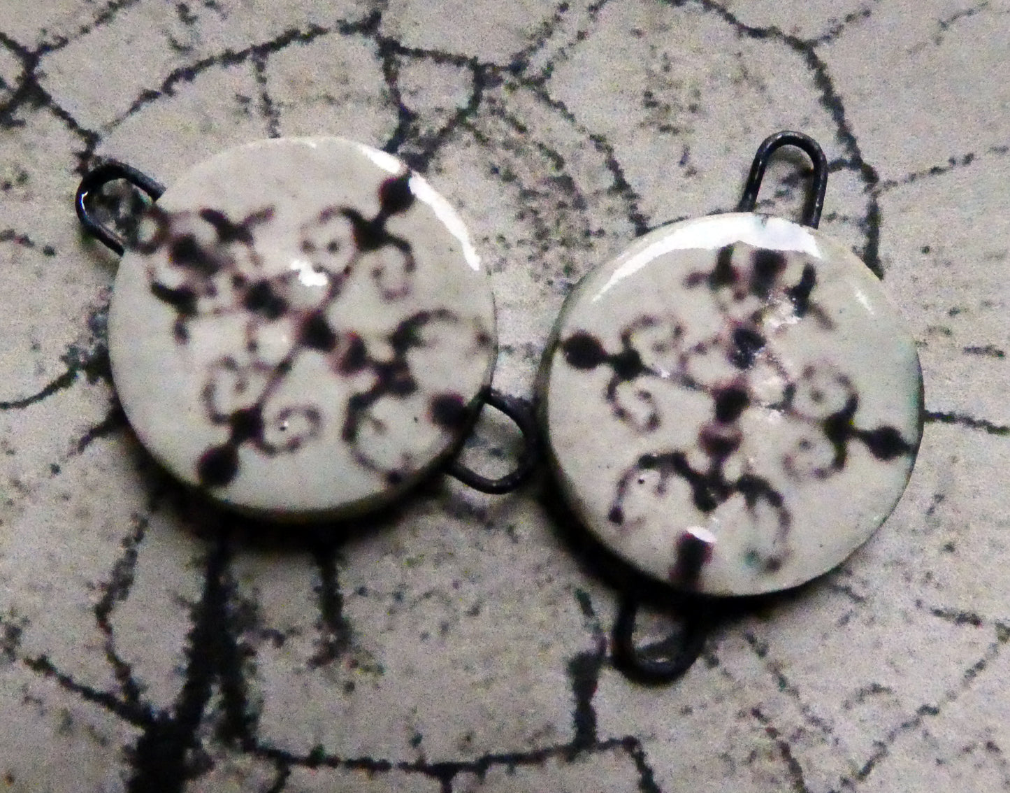 Ceramic Vodou Vèvè Symbol Decal Disc Earring Connectors #5