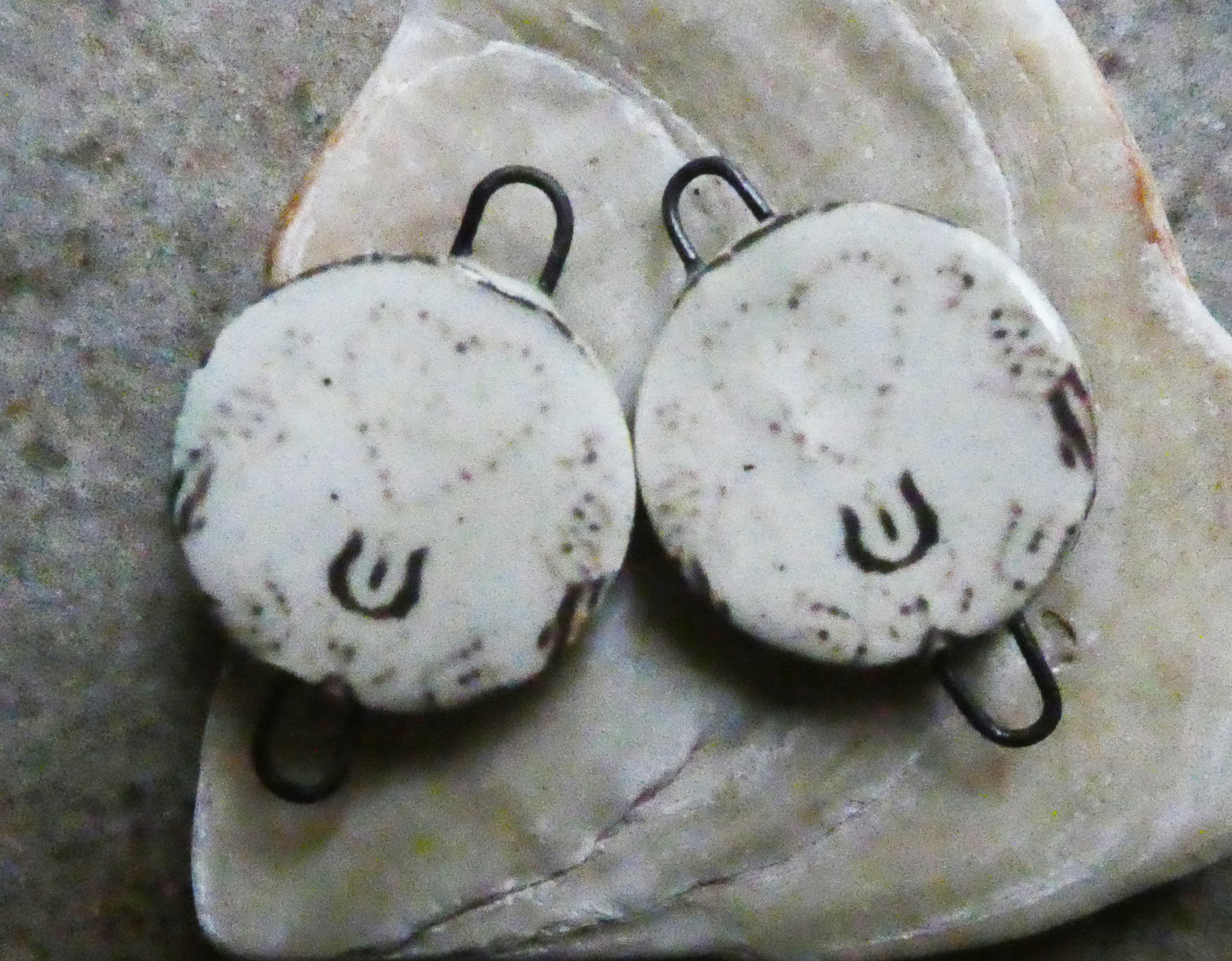 Ceramic Vodou Vèvè Symbol Decal Disc Earring Connectors #11