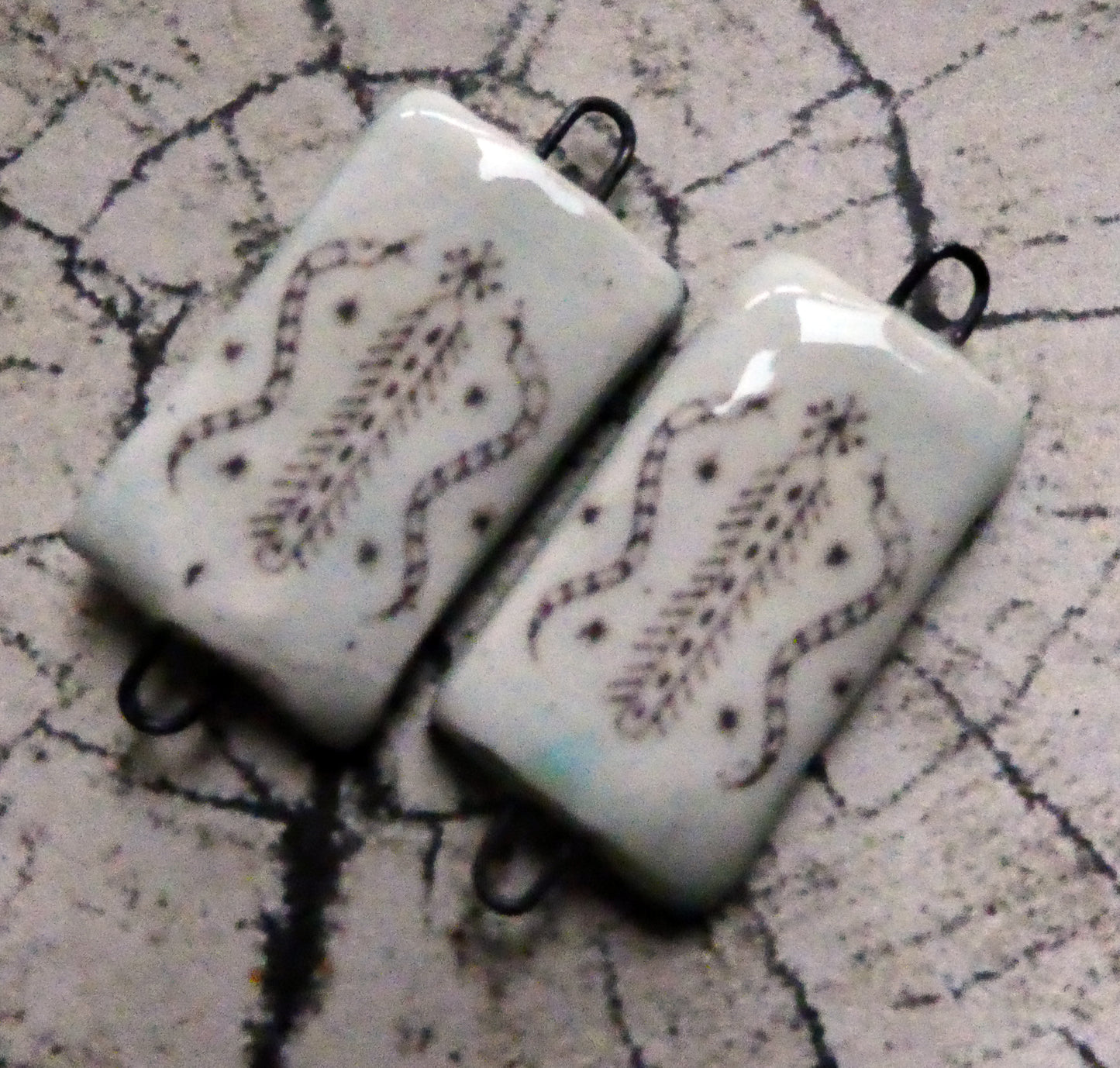 Ceramic Vodou Vèvè Symbol Decal Tablet Earring Connectors #2