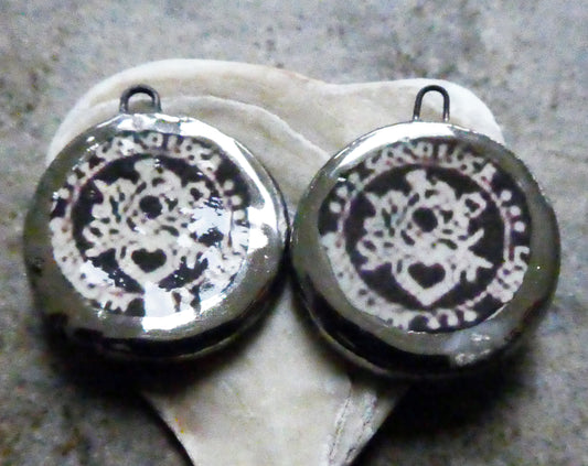 Ceramic Vodou Vèvè Symbol Decal Coin Earring Charms #2