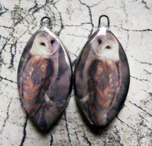 Ceramic Owl Decal Earring Charms #7