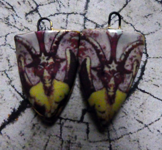 Ceramic Voodoo  Decal Shield Earring Charms #1