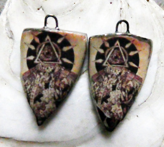 Ceramic Voodoo  Decal Shield Earring Charms #2