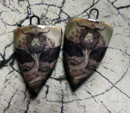 Ceramic Obeah Decal Shield Earring Charms