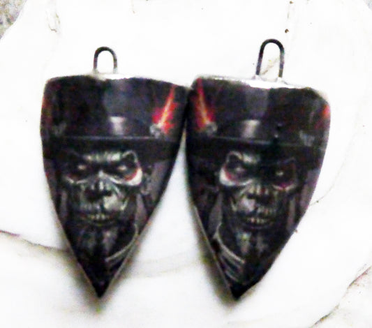 Ceramic Papa Legba Decal Shield Earring Charms #1