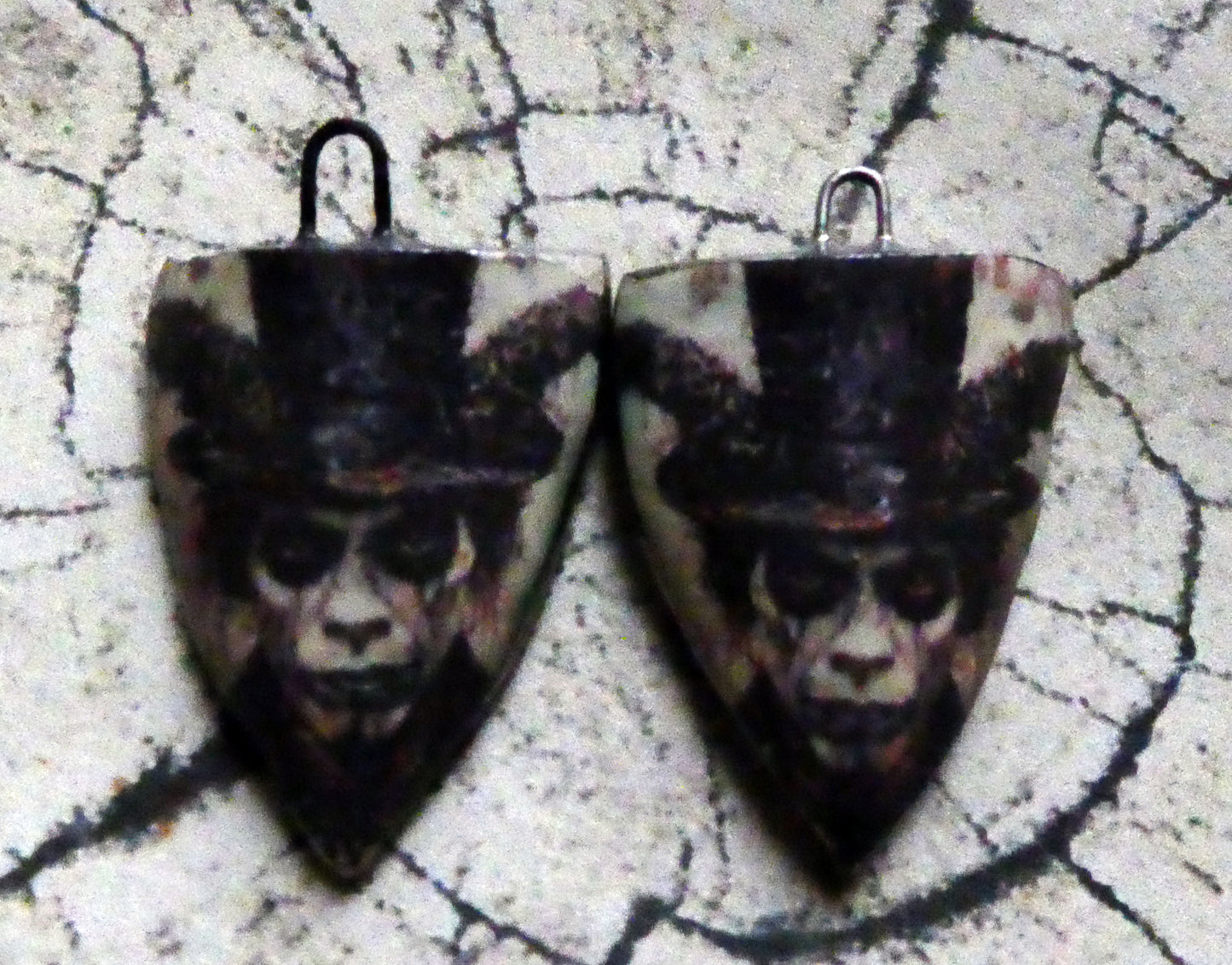 Ceramic Papa Legba Decal Shield Earring Charms #3