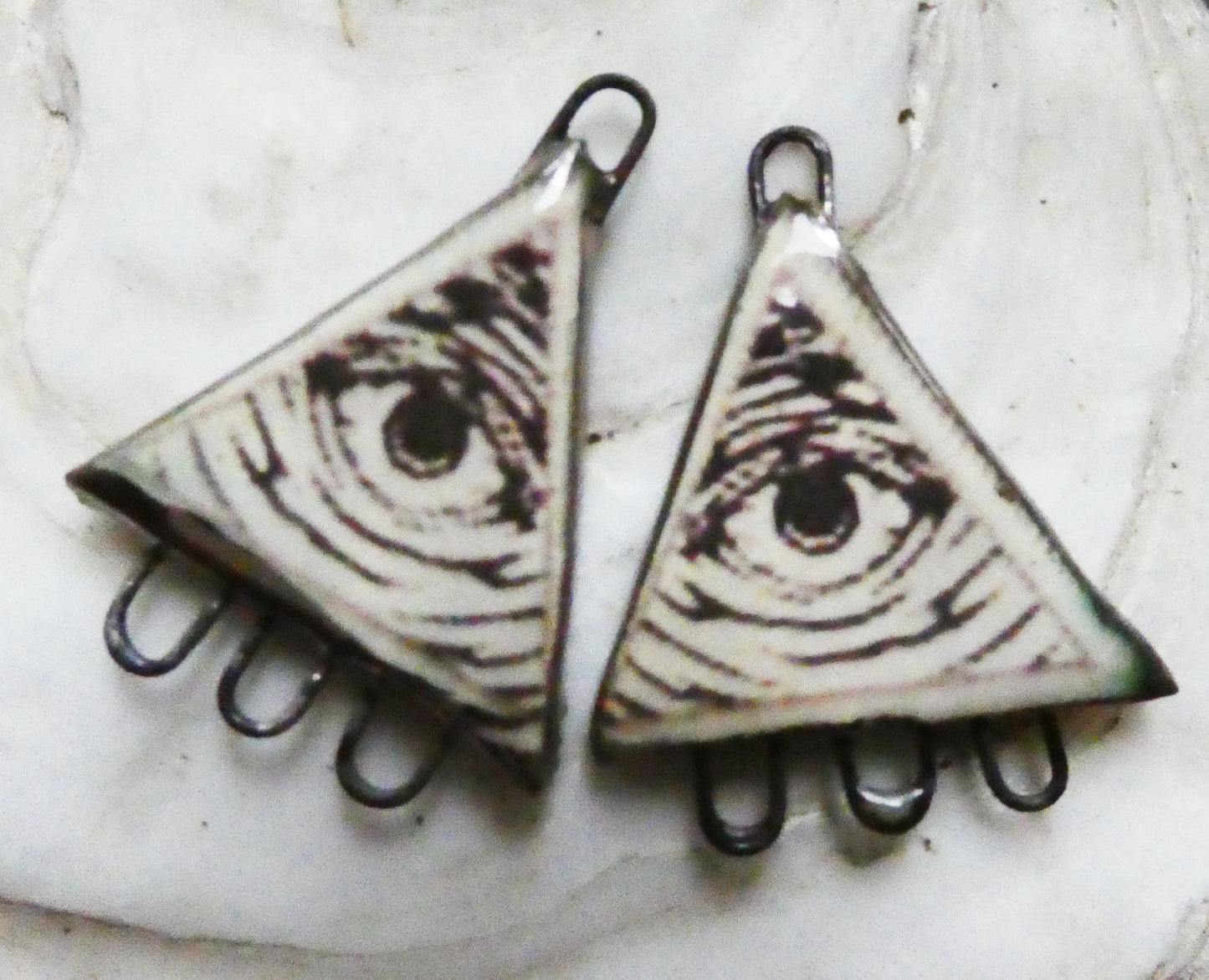 Ceramic All Seeing Eye Decal Earring Connectors #1